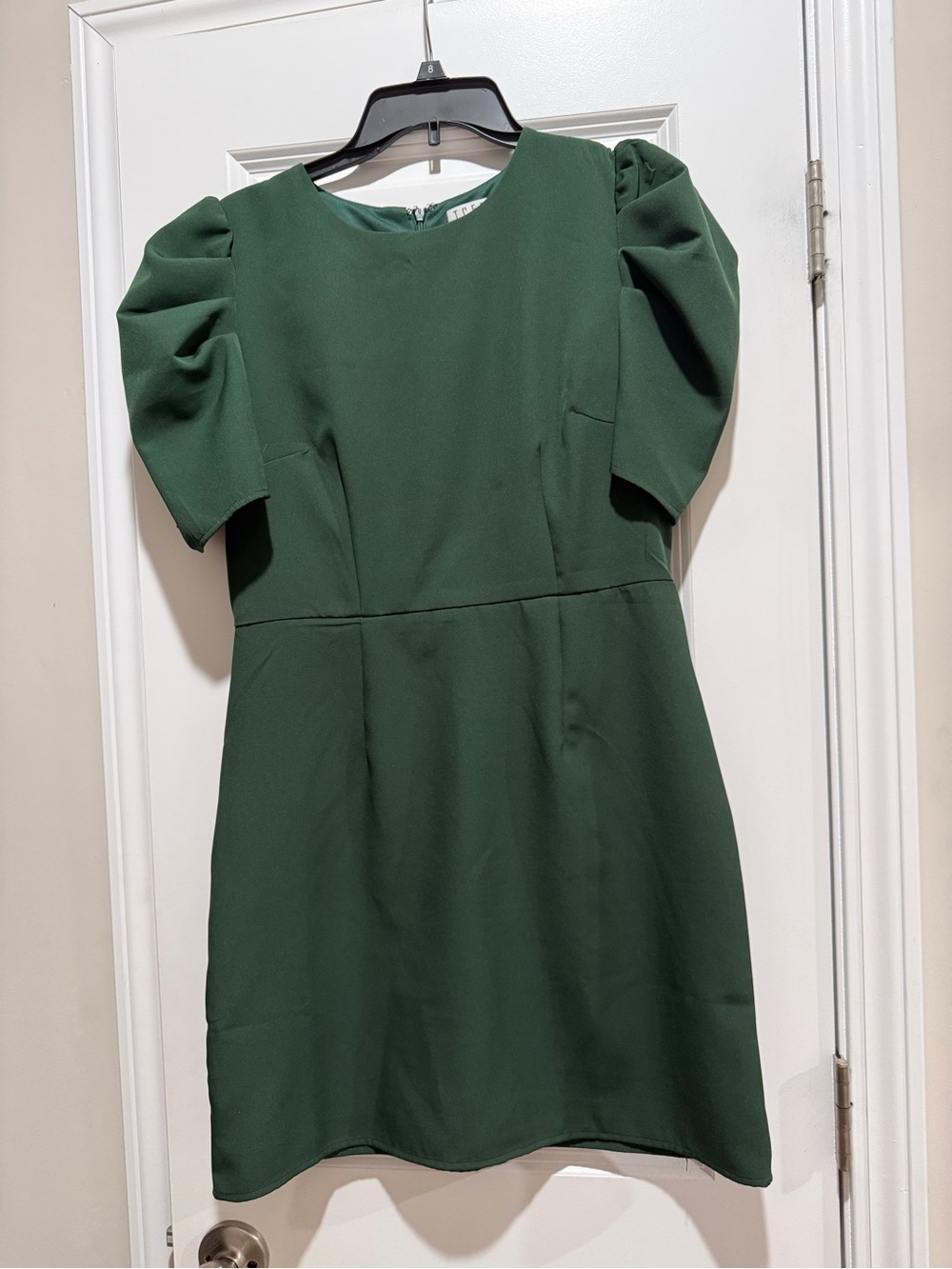 TCEC Forest Green Mini Dress with Puff Sleeves